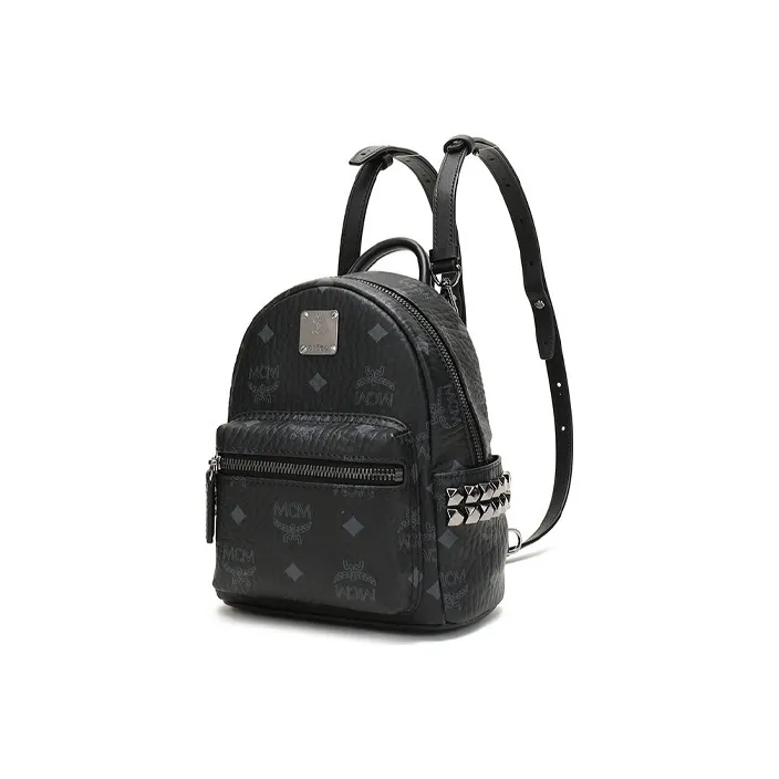MCM Stark Visetos Polyester Backpack Extra Mini Unisex Black-1