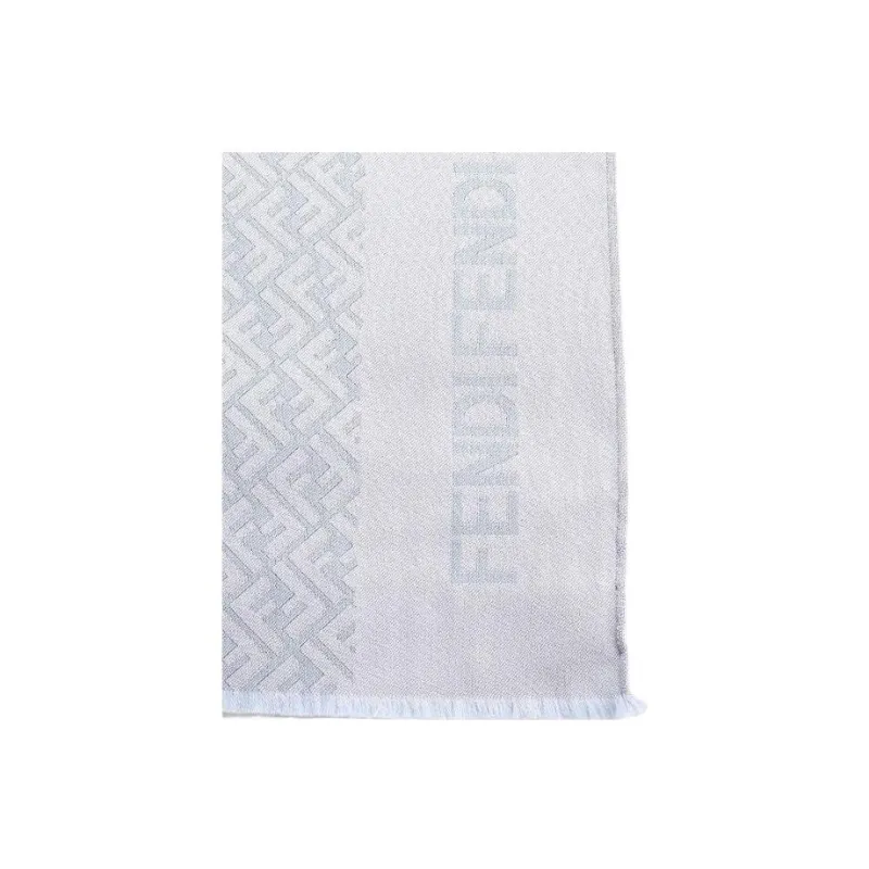 FENDI Silk Scarves Unisex Light Blue-1