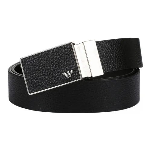 EMPORIO ARMANI Leather Belts Men Black/Dark Brown