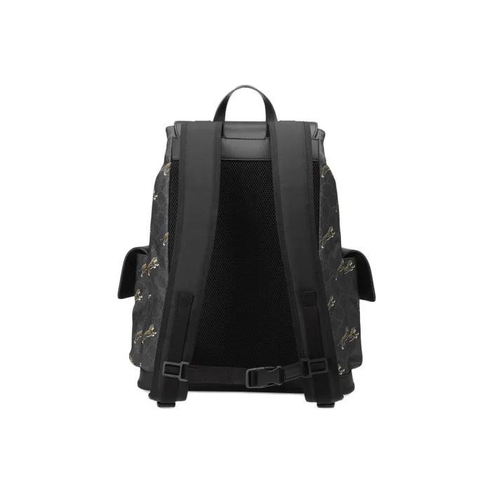 GUCCI Canvas With Leather Backpack Men's Black-1