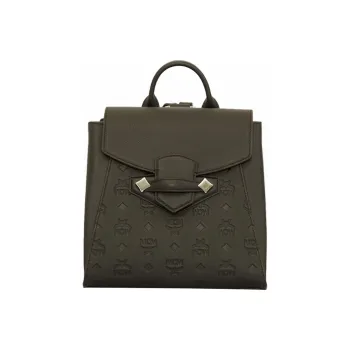 MCM Cow Leather Backpack Small Size Unisex Black