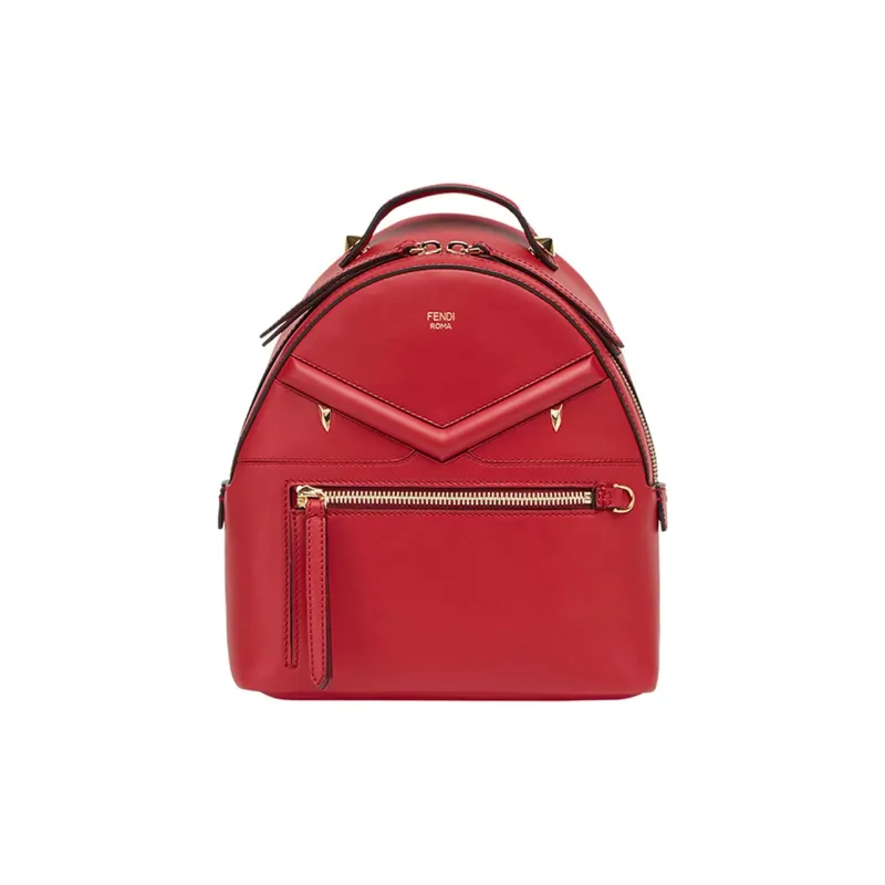 FENDI Cow Leather Backpack Women's Red-0