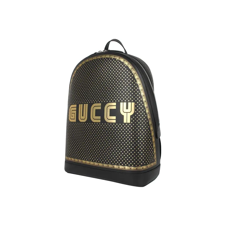 GUCCI Leather Backpack Large Size Men's Black-1