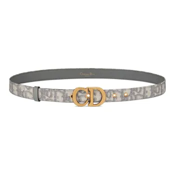 DIOR Horse Saddle Oblique Print Belt Women's Gray Width: 2cm