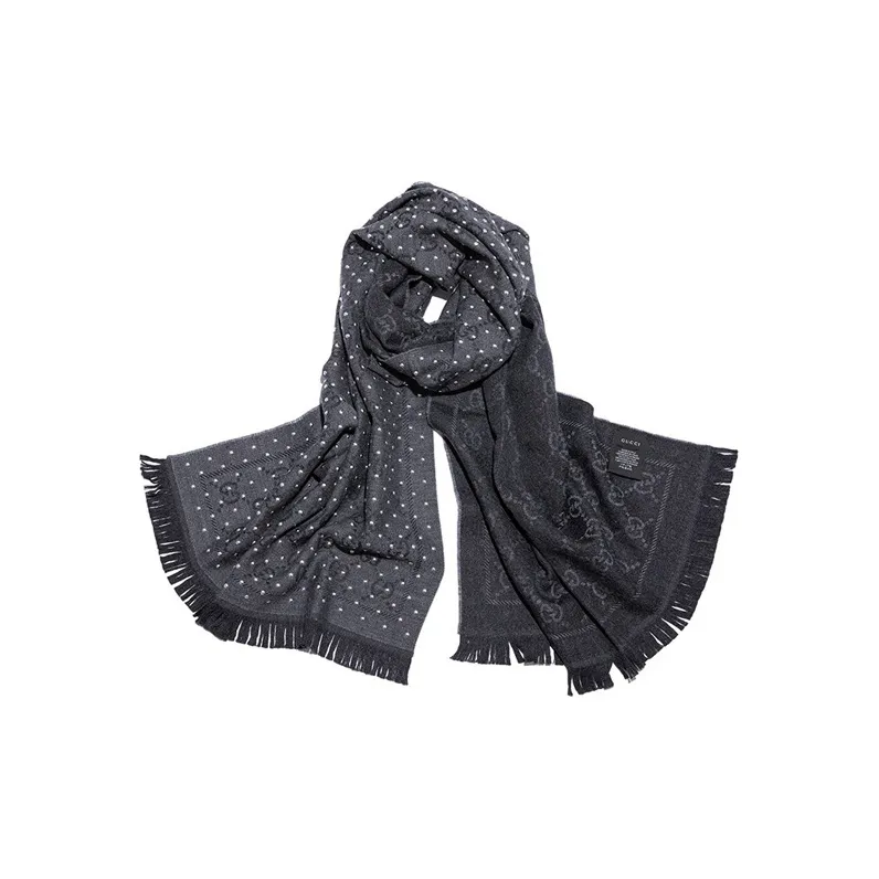 GUCCI Knit Scarves Women's Dark Gray-4