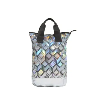 Adidas Originals Artificial Leather Handbag Backpack Regular Unisex Dazzling Color Silver