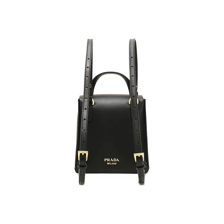 PRADA Cow Leather Backpack Women's Black-4