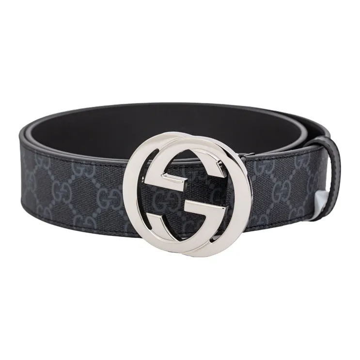 GUCCI GG Supreme Black And Grey Belt With G Buckle-1