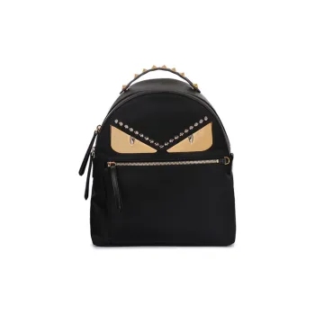 FENDI Fabric With Leather Backpack Men's Black