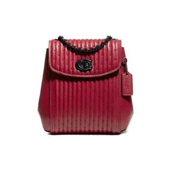COACH Leather Backpack Small Size Women's Red