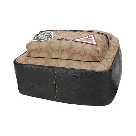 COACH Star Wars Collaboration Charlie Canvas With Leather Backpack Tubas Women's Khaki Brown-4