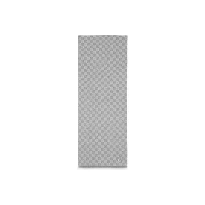 LOUIS VUITTON PETIT DAMIER Wool Knit Scarves Men's Gray-1