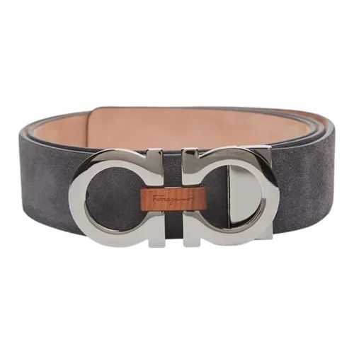 Ferragamo Leather Belts Men Black Gray Color