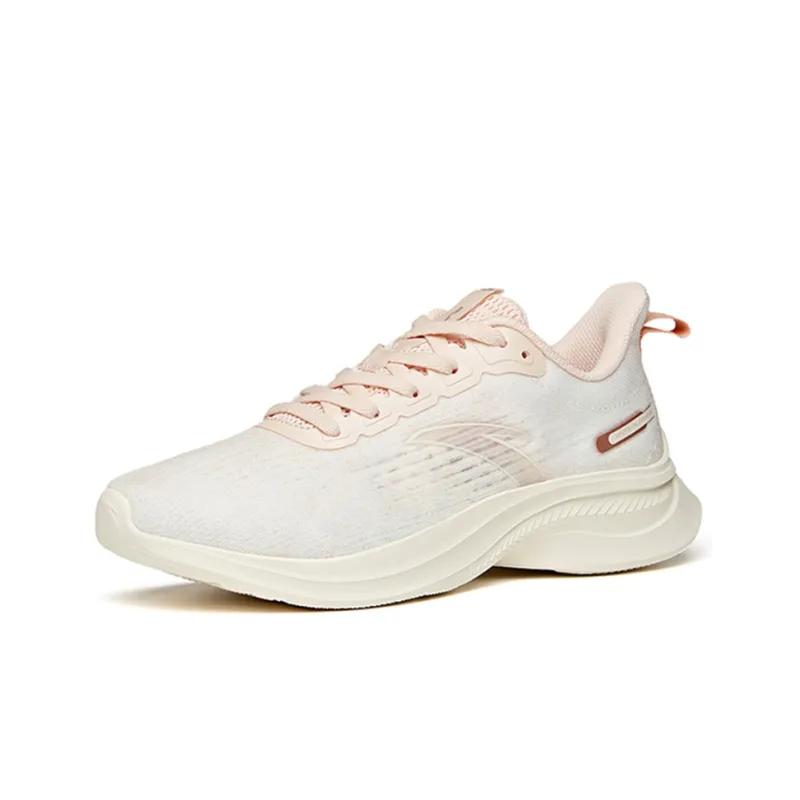 Anta Cushioned Anti-Slip Wear-Resistant Breathable Lightweight Low-Top Running Shoes Women's White Pink-2