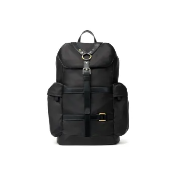 VERSACE VERSACE Cow Leather With Nylon Backpack Men's Black
