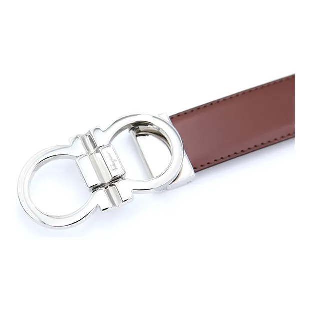 FERRAGAMO Cowhide Plate Belt Width 3cm Men's-3