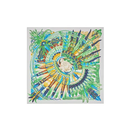 HERMES Silk Scarves Women's Green