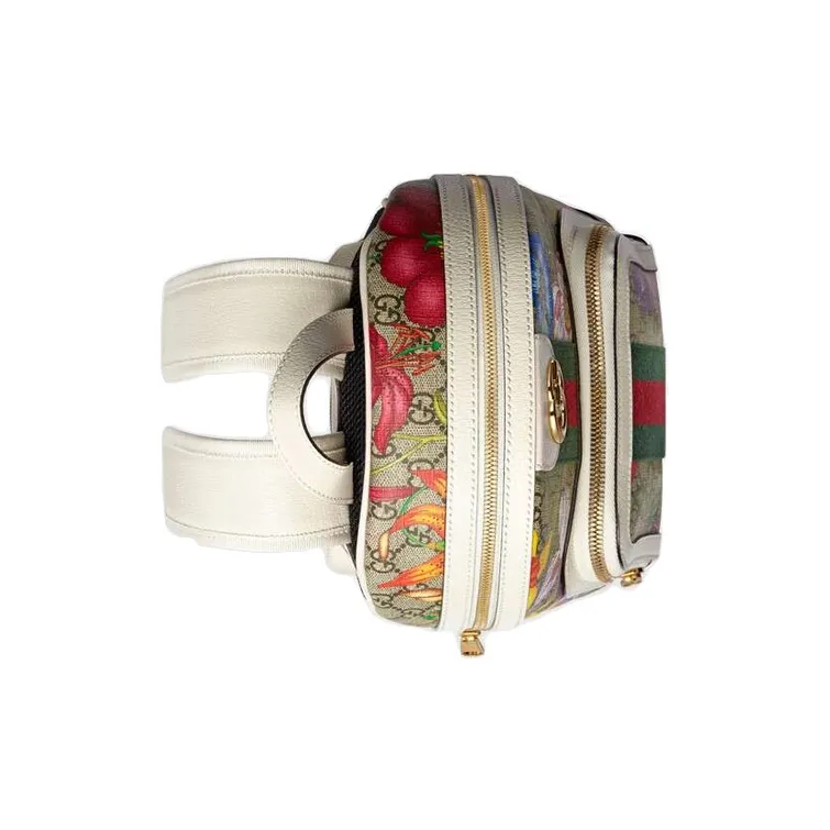 GUCCI Ophidia Canvas With Leather Backpack Small Size Women's Ebony/White/Multicolor-4