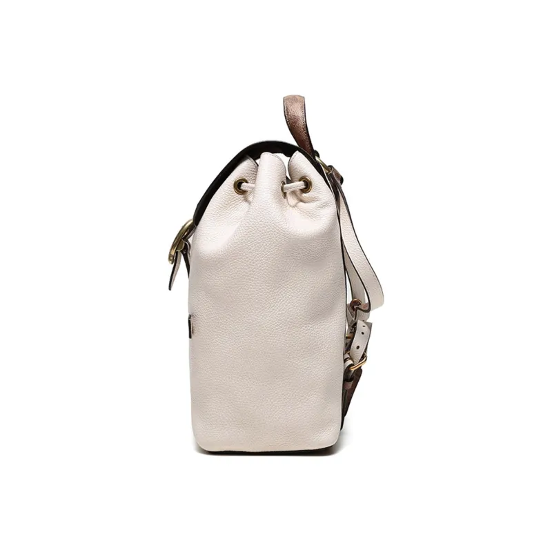 COACH Evie Canvas With Leather Backpack Medium Size Women's Brown Yellow Chalk White-2