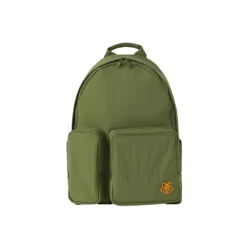 KENZO Nylon Fabric Backpack Unisex Khaki Green