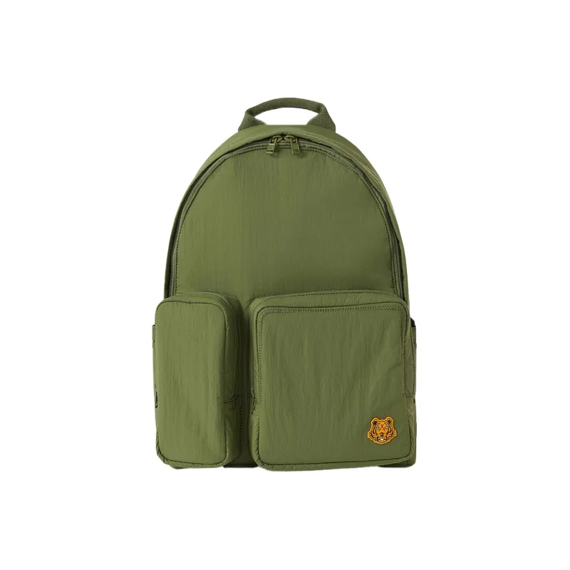 KENZO Nylon Fabric Backpack Unisex Khaki Green-0