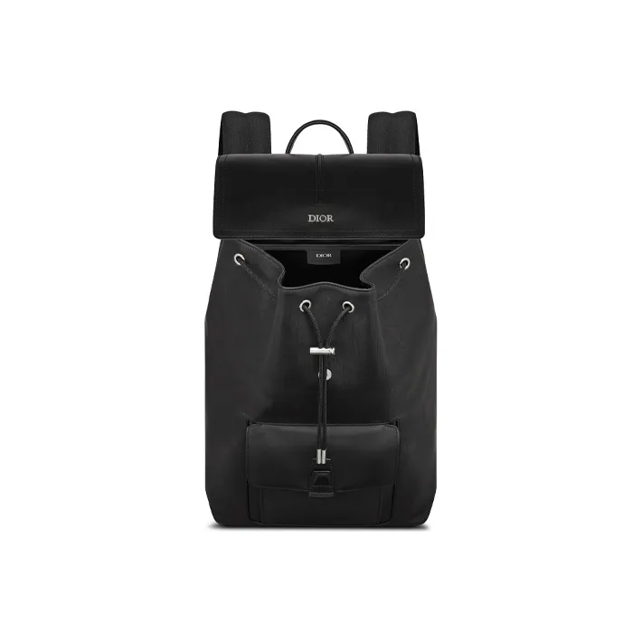 DIOR D-Motion Smooth Calf Leather Backpack Men's Black-3