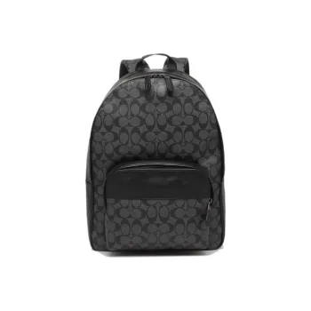COACH Houston Canvas With Leather Backpack Medium Size Men's Charcoal/Black