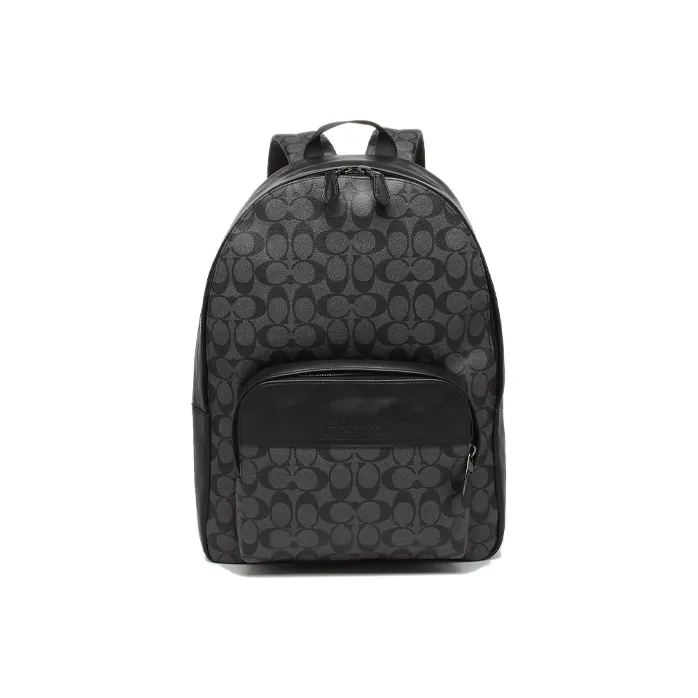 COACH Houston Canvas With Leather Backpack Medium Size Men's Charcoal/Black-0