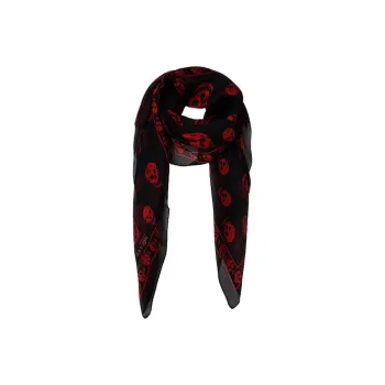 Alexander McQueen Silk Scarves Women's Black Red