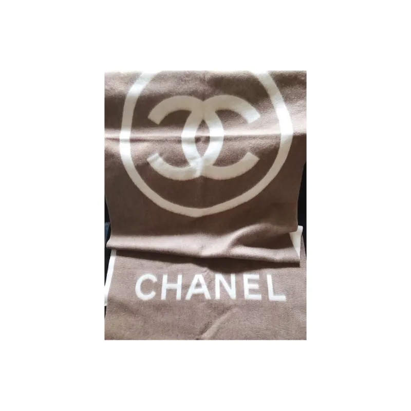 CHANEL Knit Scarves Unisex Brown-1