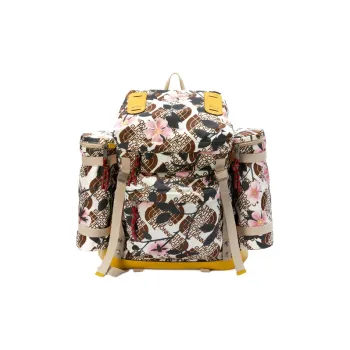GUCCI The North Face Collaboration Nylon With Leather Double Pocket Backpack Unisex White