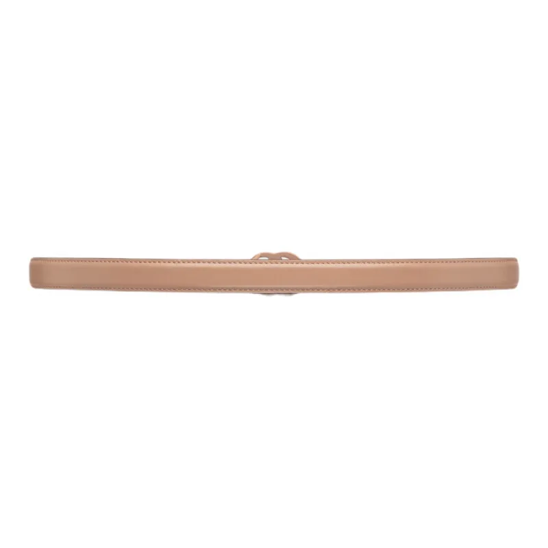GUCCI Double G Buckle Slim Belt Leather Belts Women's Rose Beige Width 2CM-1