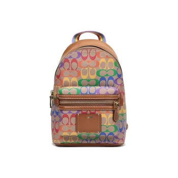 COACH Academy Coated Canvas Backpack Men's Tan Rainbow