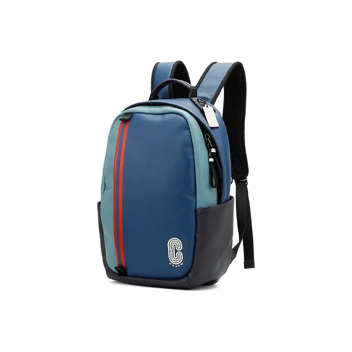 COACH Edge Smooth Calf Leather Backpack Men's Blue Multicolor-1