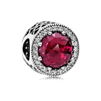 Pandora 925 Sterling Silver Synthetic Cubic Zirconia Ornament Women's Pink