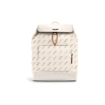 COACH Turner Coated Canvas With Exquisite Calfskin Backpack Large Size Men's Ecru