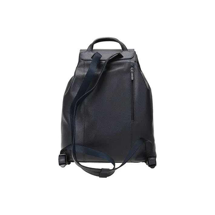 LONGCHAMP Le Foulonné Eggstone Grain Leather Backpack Medium Size Women's Black-3