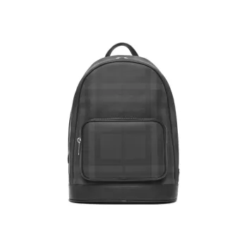Burberry London Check And Leather Backpack Dark Charcoal