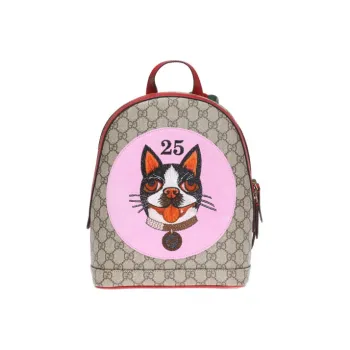 GUCCI Canvas With Leather Backpack Regular Women's Ebony/Pink/Red