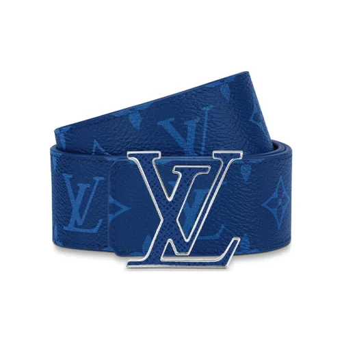 LOUIS VUITTON LV Initiales Reversible Belt Monogram Cobalt Taiga 40MM Blue