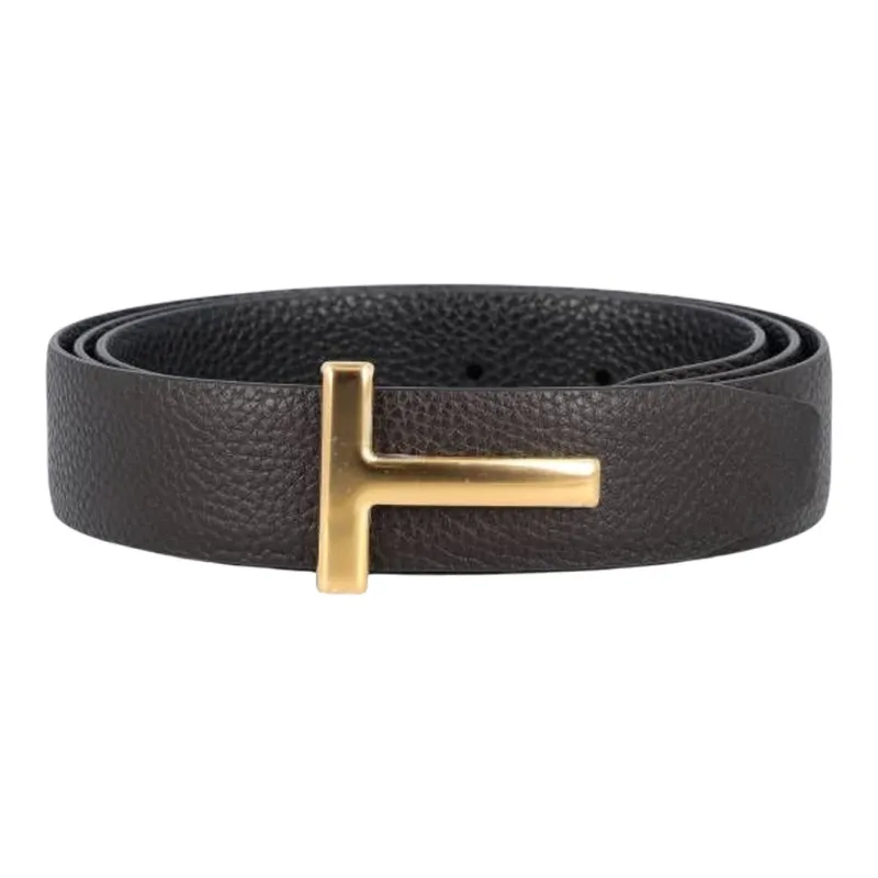 TF Cow Leather Belts Unisex Brown 3cm-1