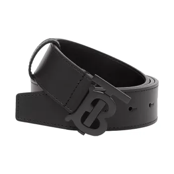 Burberry Matte TB Logo Pattern Leather Leather Belts Men's Width 3.5CM