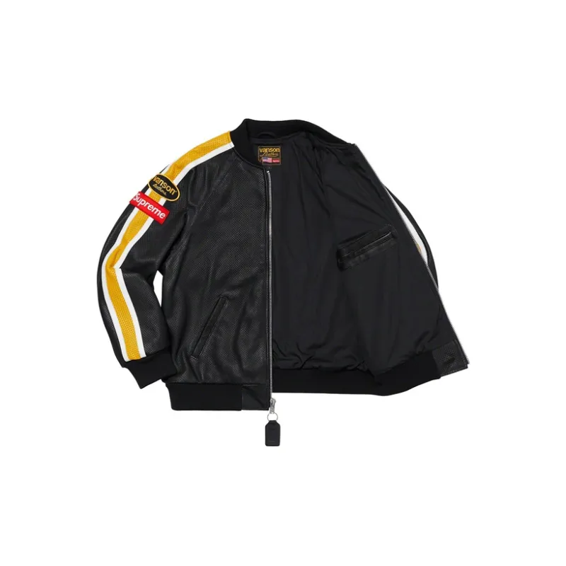 Supreme Vanson Leathers Perforated Bomber Jacket-2