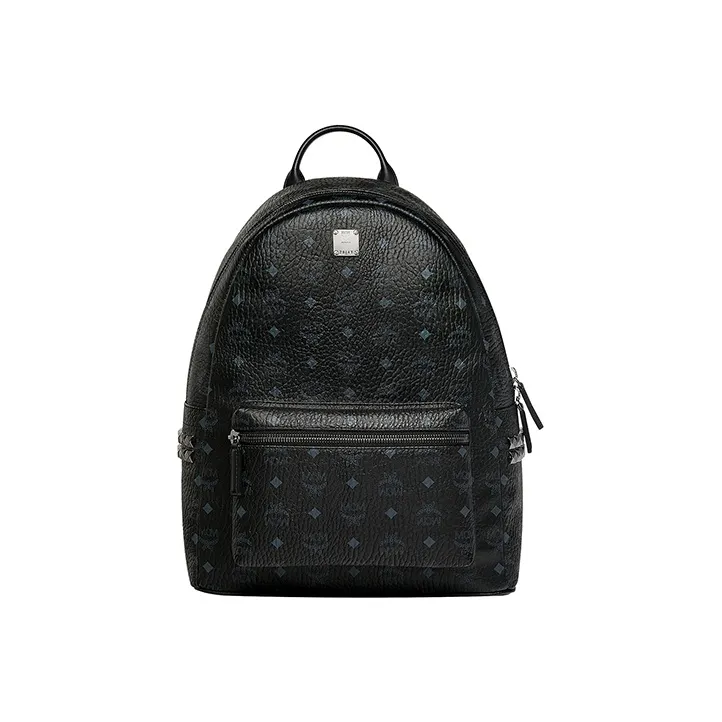 MCM Stark Backpack Visetos Side Studs Medium Black-0