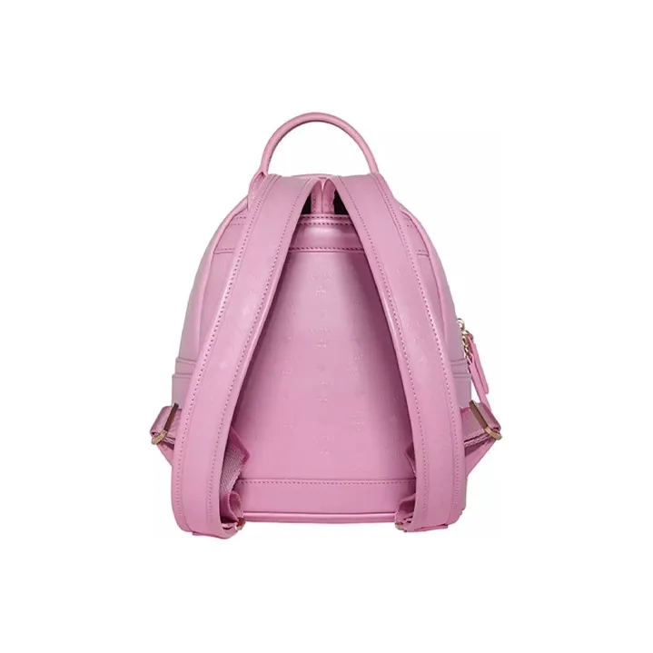 MCM PVC Leather Backpack Mini Women's Pink-4