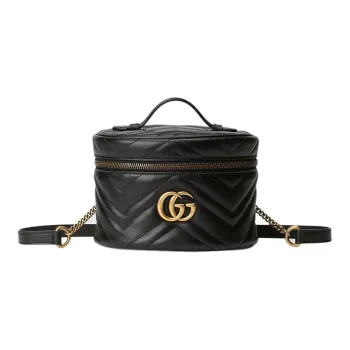 GUCCI GG Marmont Quilted Leather Makeup Bag Handbag Backpack Mini Women's Black