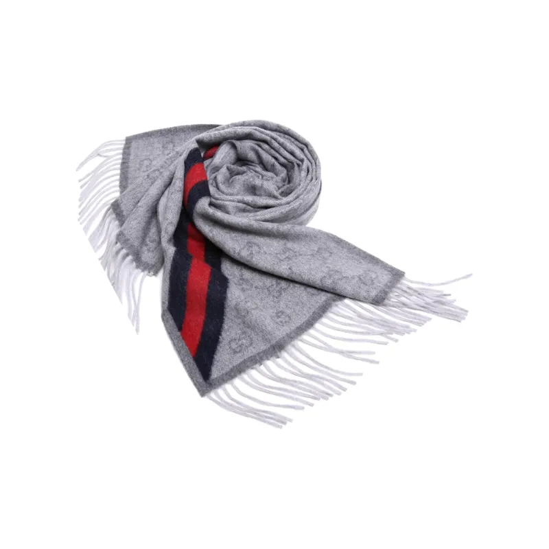 GUCCI Knit Scarves Unisex Light Gray-1