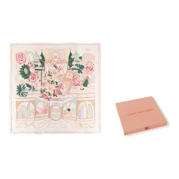 LOST PATTERN Silk Scarves Women's Champagne