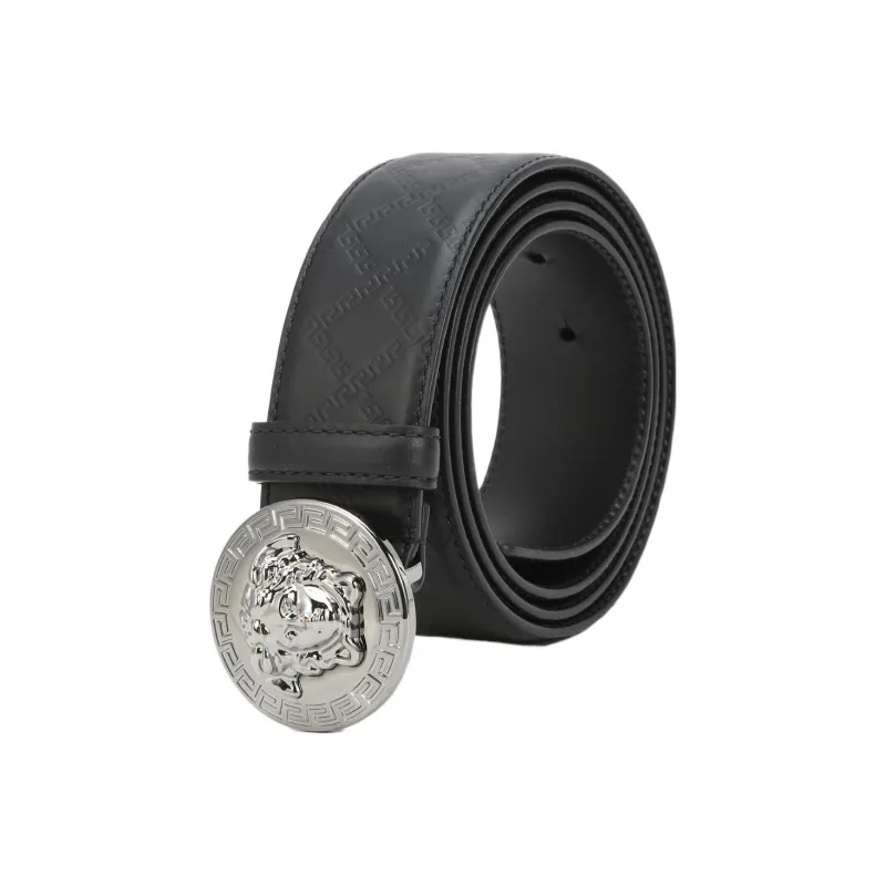 VERSACE Leather Belts Men Black-1