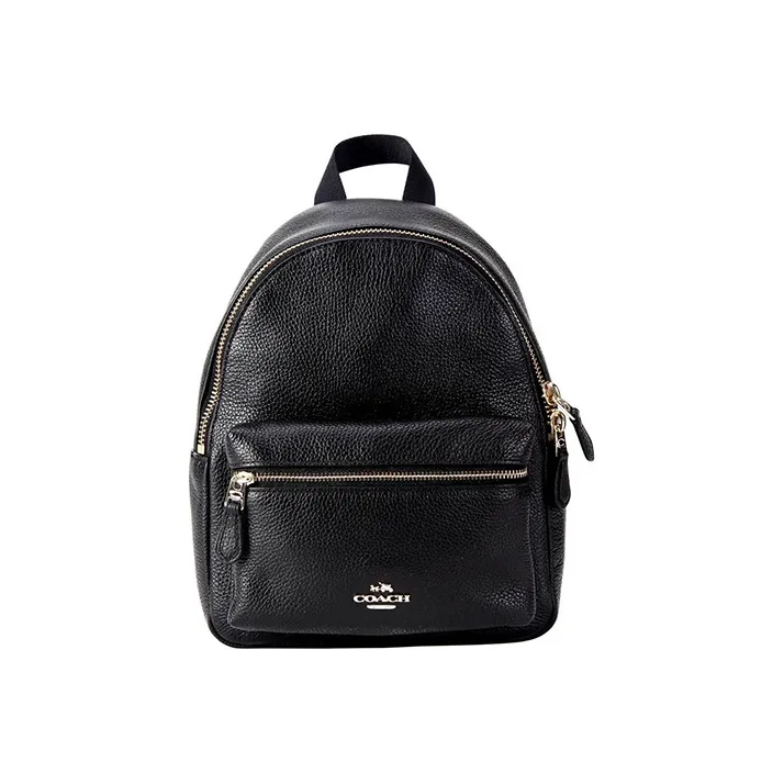 COACH Charlie Litchi Grain Leather Backpack Small Size Women's Black-0